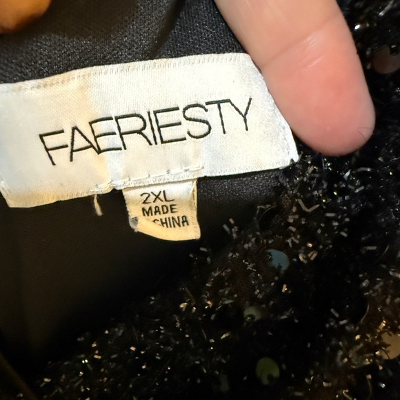 FAERIESTY Elegant Black Sequin Off Shoulder Dress MOM OR GRAN OF BRIDE OR GROOM - Picture 3 of 10